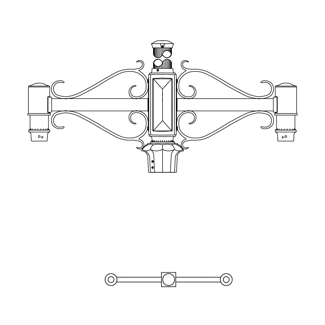 2 at 180 Degrees- 4" Fluted Post - 262S-4FL