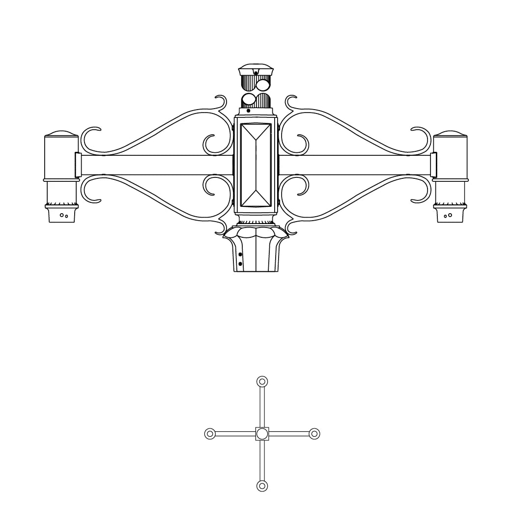 4 at 90 Degrees- 4" Fluted Post - 264S-4FL