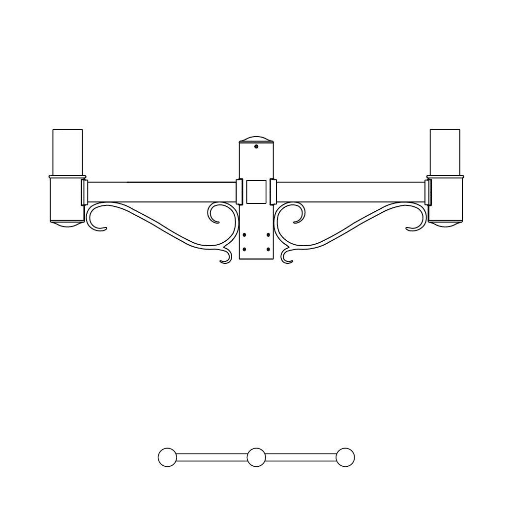 2 at 180 Degrees and 1 Top Center Mount- 3" Post - 503S