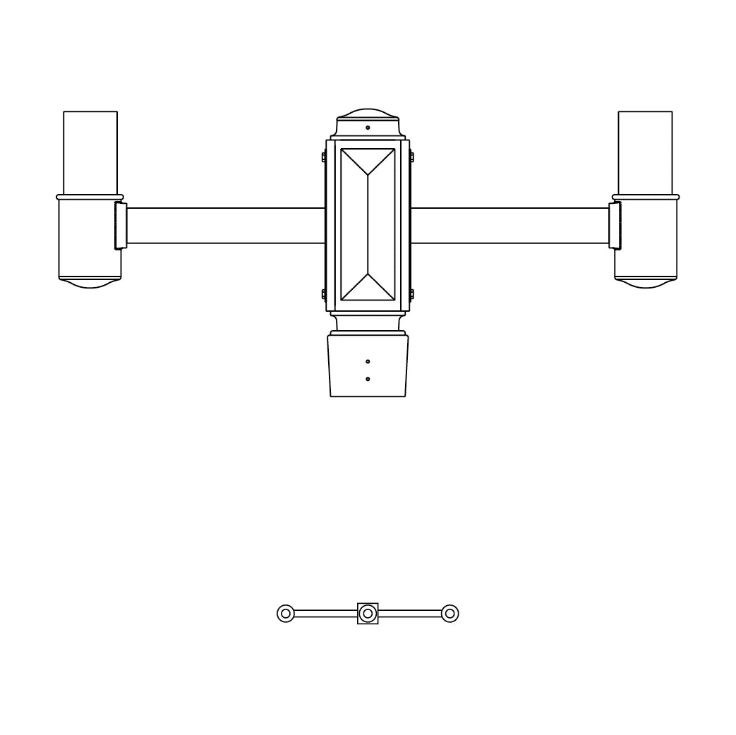 2 at 180 Degrees and 1 Top Center Mount- 4" Post - 543-4