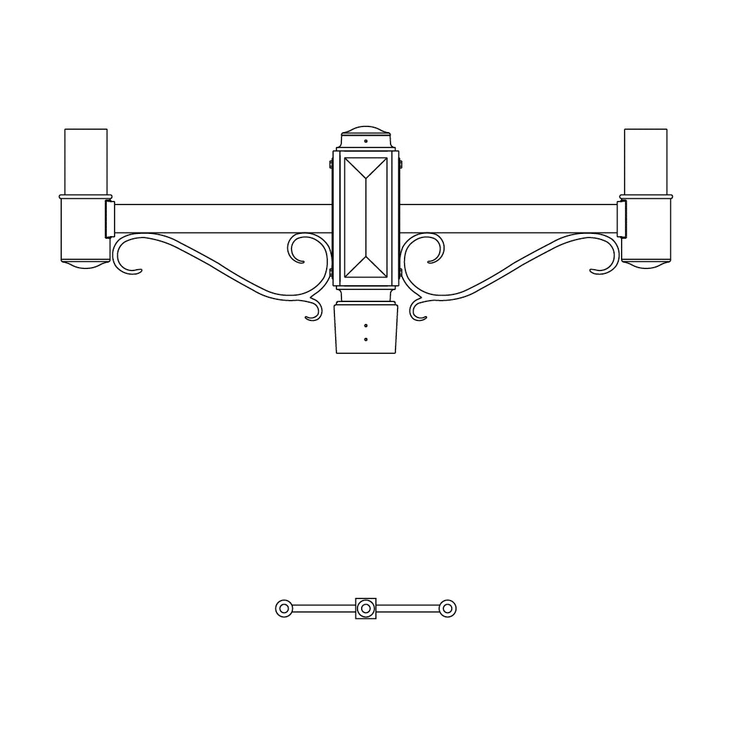 2 at 180 Degrees and 1 Top Center Mount- 4" Post - 543S-4