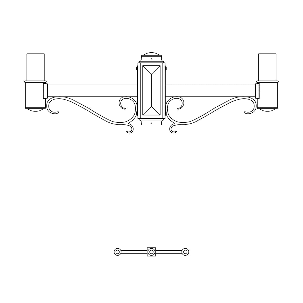 2 at 180 Degrees and 1 Top Center Mount- 3" Post - 543S