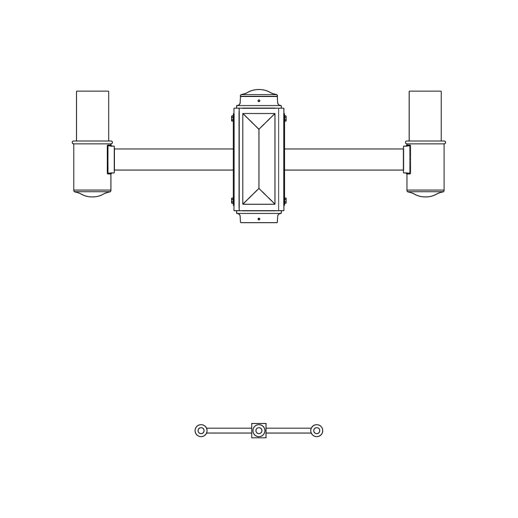 2 at 180 Degrees and 1 Top Center Mount- 3" Post - 543