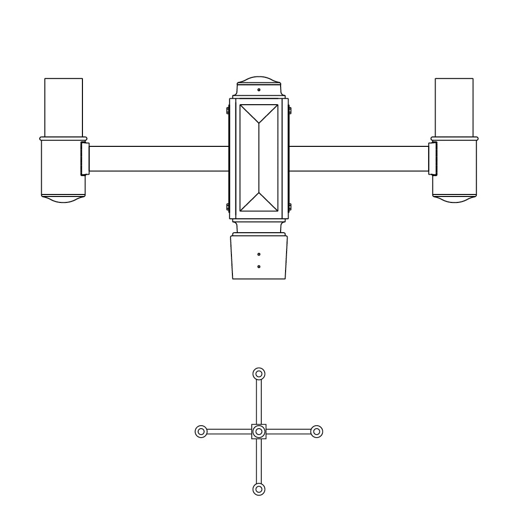 4 at 90 Degrees and 1 Top Center Mount- 4" Post - 545-4