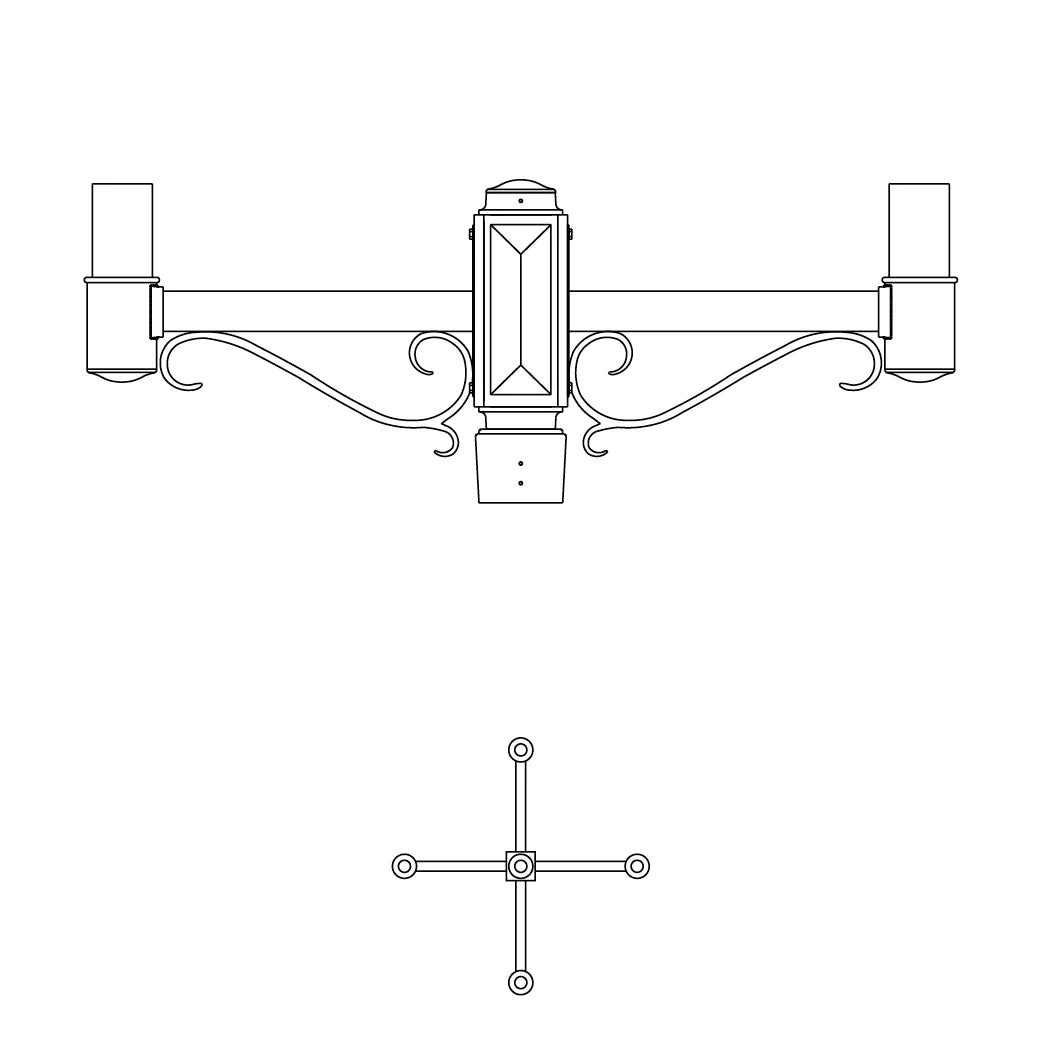 4 at 90 Degrees and 1 Top Center Mount- 4" Post - 545S-4
