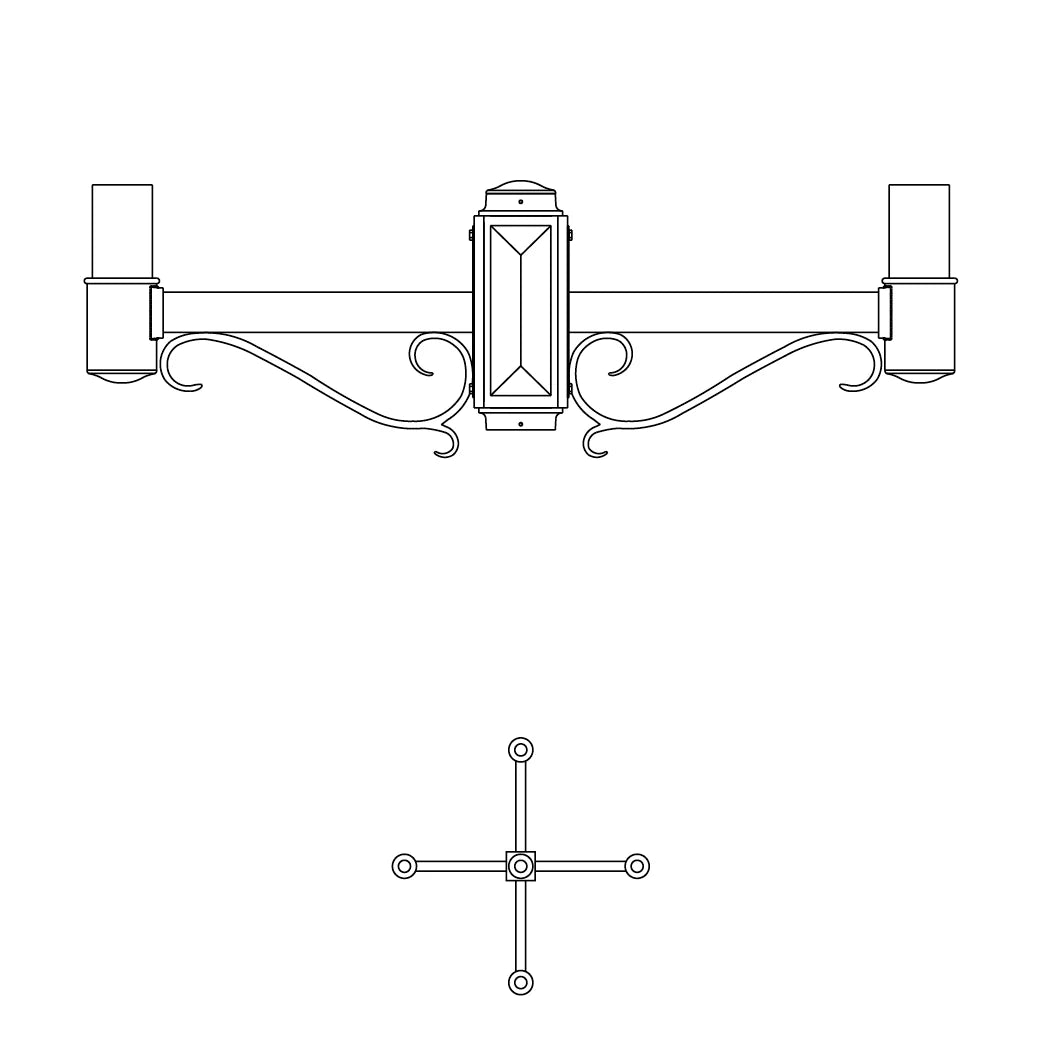 4 at 90 Degrees and 1 Top Center Mount- 3" Post - 545S