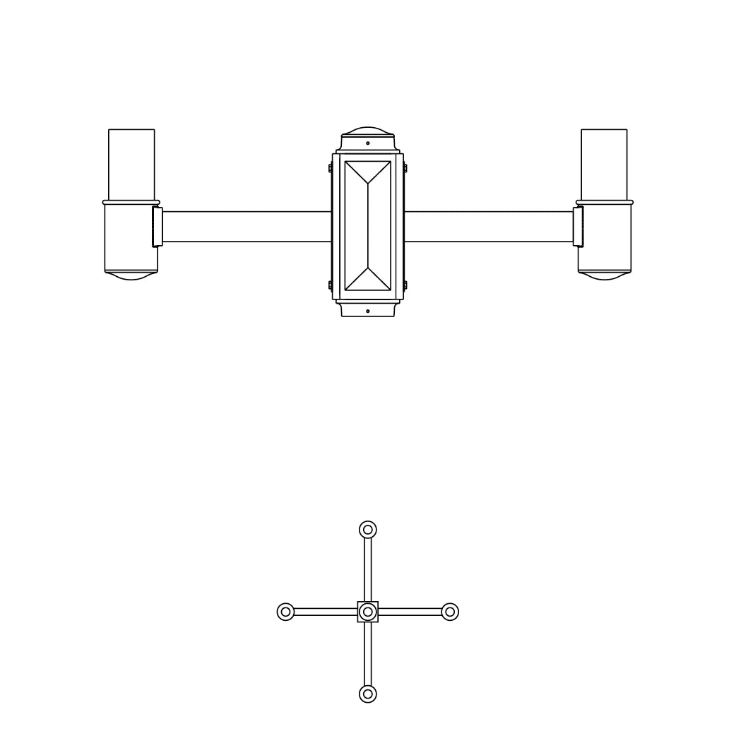 4 at 90 Degrees and 1 Top Center Mount- 3" Post - 545