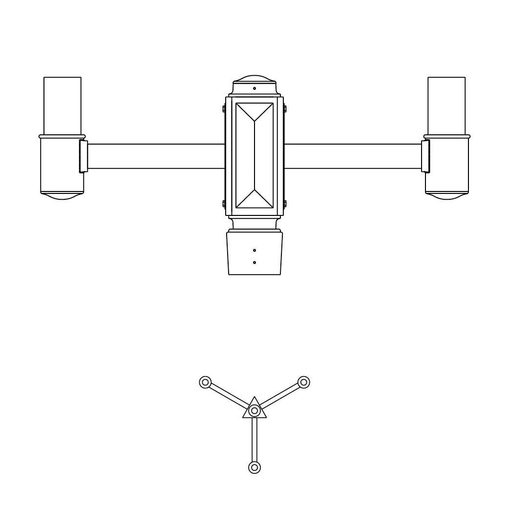 3 at 120 Degrees and 1 Top Center Mount- 4" Post - 547-4