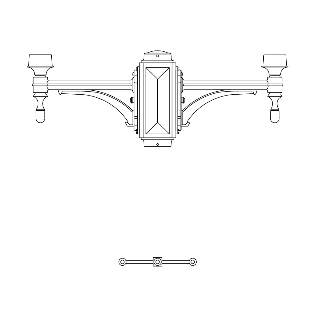 2 at 180 Degrees and 1 Top Center Mount- 4" Post - 573-4