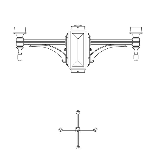 4 at 90 Degrees and 1 Top Center Mount- 4" Post - 575-4