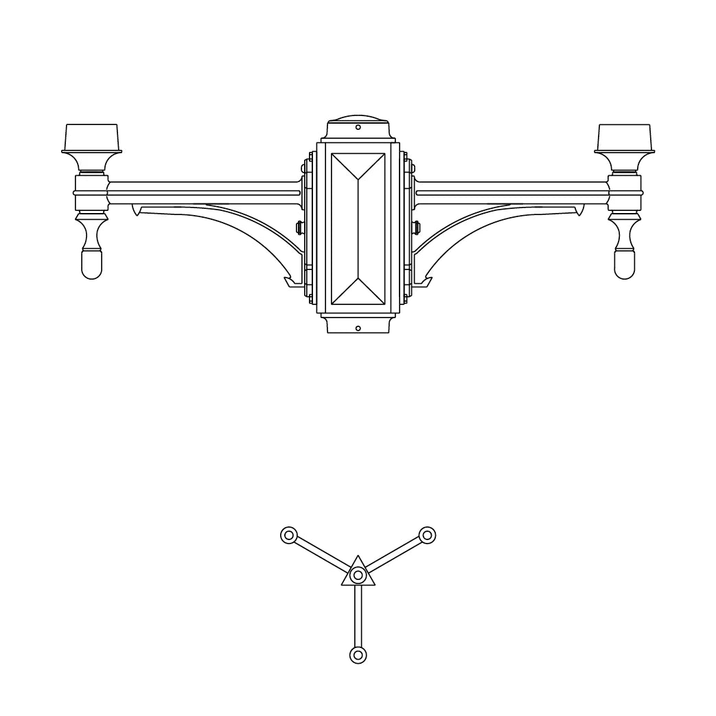 3 at 120 Degrees and 1 Top Center Mount- 4" Post - 577-4